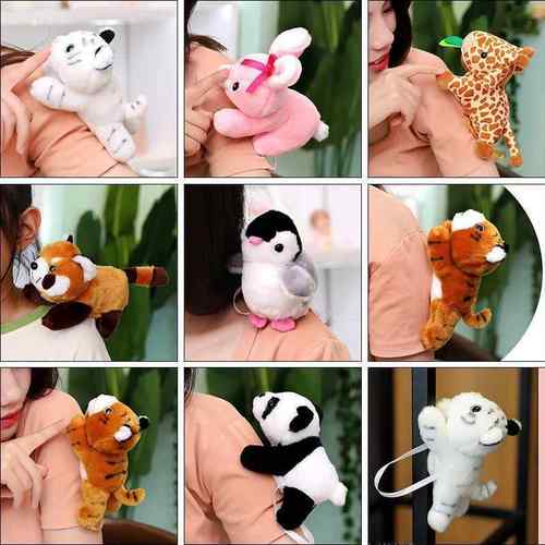 动物园站肩上毛绒玩偶具磁吸铁广州长隆纪念品挂熊猫白虎趴肩公仔