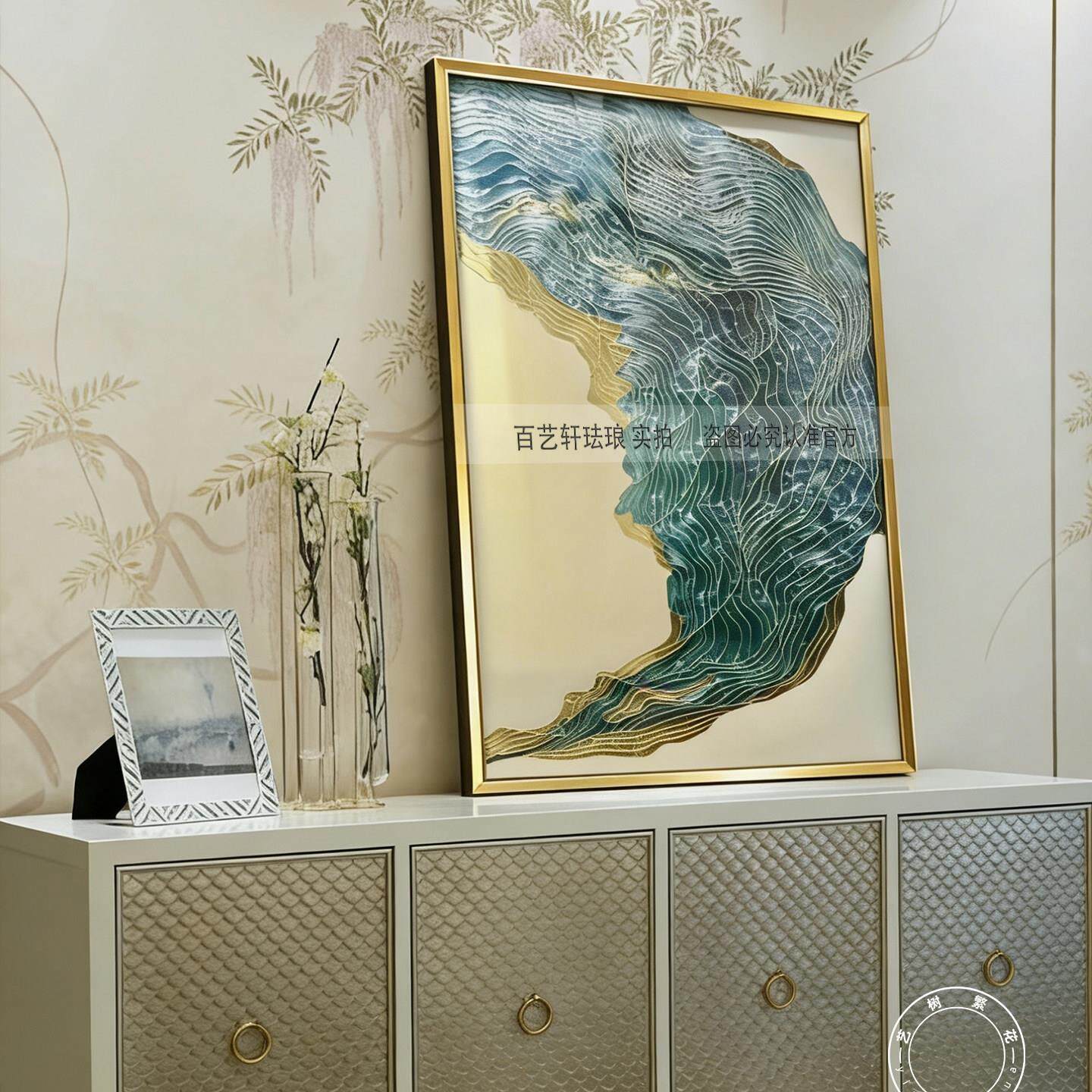 珐琅彩画入户玄关走廊过道装饰画客厅餐厅挂画卧室现代简约壁画