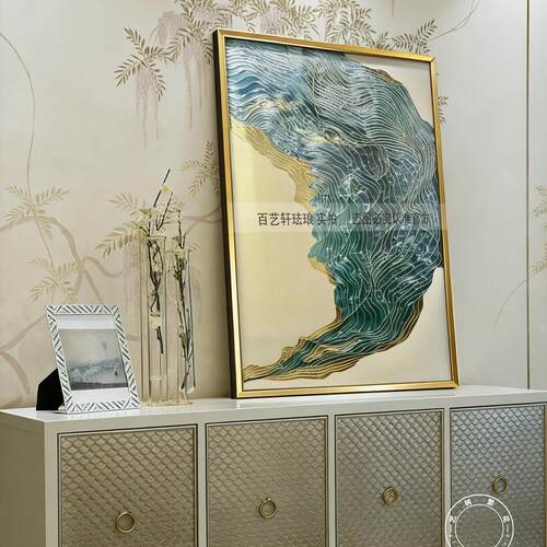 珐琅彩画入户玄关走廊过道装饰画客厅餐厅挂画卧室现代简约壁画