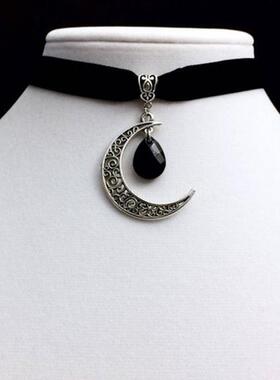 Moon Gothic Cha O Ring Choker gothic choker, moon necklace,