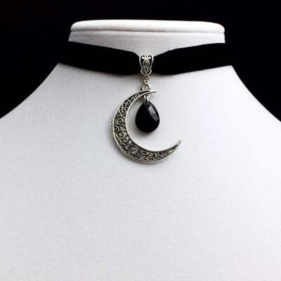 Moon Gothic Cha O Ring Choker gothic choker, moon necklace,