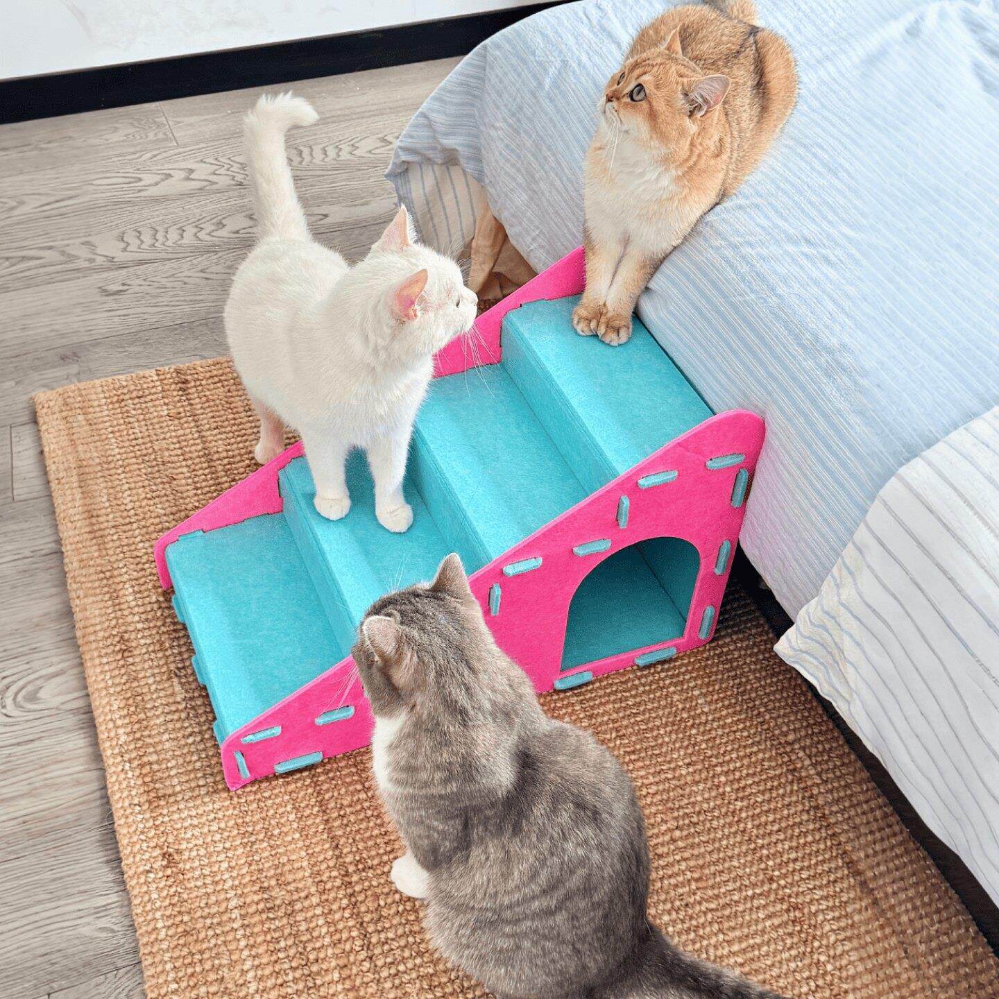 宠物楼梯猫咪斜坡爬梯中小型老年犬猫辅助梯防滑猫爬架磨爪三合一