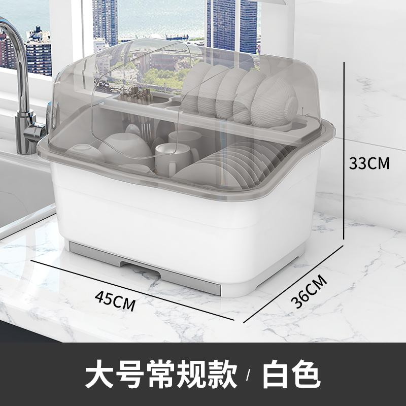 双层碗碟收纳架碗柜家用厨房带盖沥水置物架放餐具盘子碗筷收纳盒