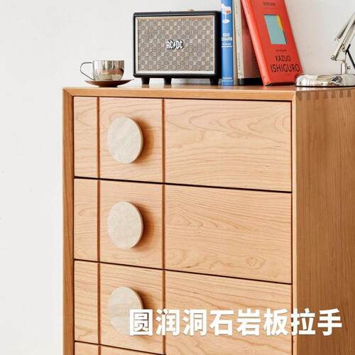 风五-斗柜中古卧室实客厅木小户型落地储物收纳松木斗柜