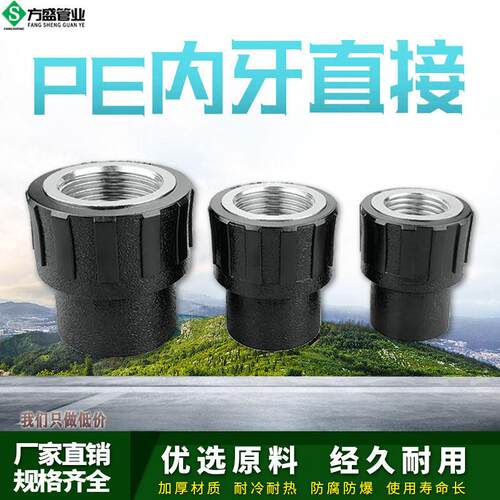 PE内丝直接内牙直通自来水管热熔管件20 25 32 4分pe水管接头配件