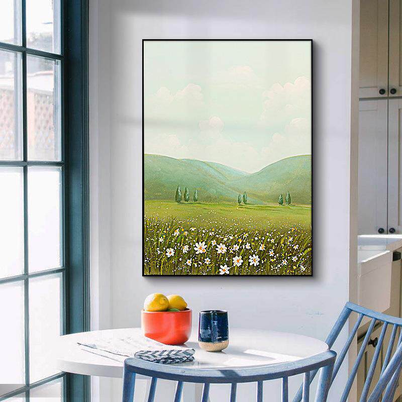 纯手绘客厅油画餐厅走道玄关装饰画新中式风景立体手工肌理画