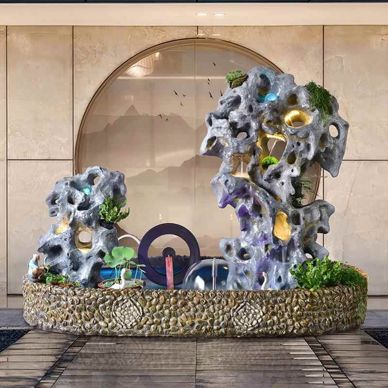 山流水摆件仿太湖石中式899庭院落地造景装假饰室外阳台头景观花