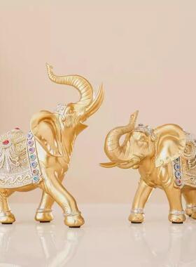 创意红钻情侣象树脂工艺品摆件家居客厅玄关办公室装饰品摆饰