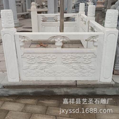 厂家定制汉白玉石栏杆 河道工程庭院别墅花岗岩护栏 升旗台栏板