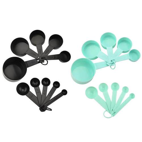 2410 black plastic measuring spoons cups set tools for bakin