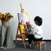 榉木制画架美术生专可折叠平儿立两用用带Q0013 A抽屉托盘童素油