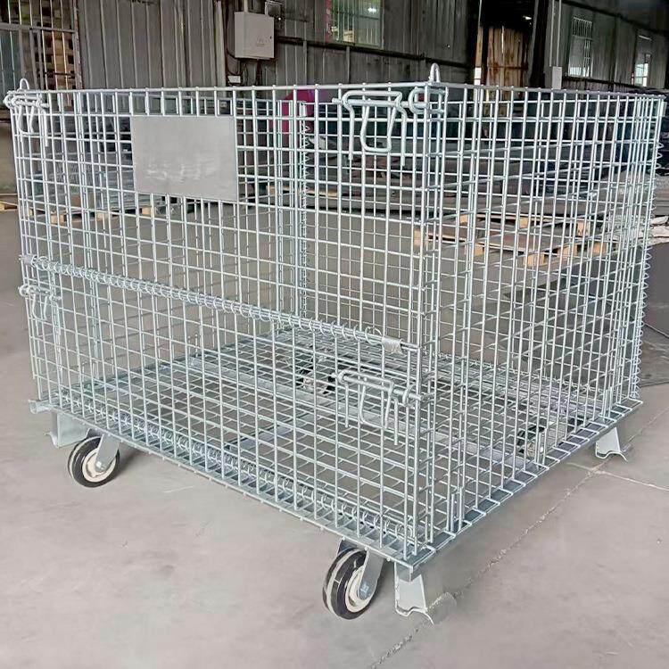 带轮折叠式网格垃圾笼底座不带轮板装尼龙脚轮可移动仓储笼