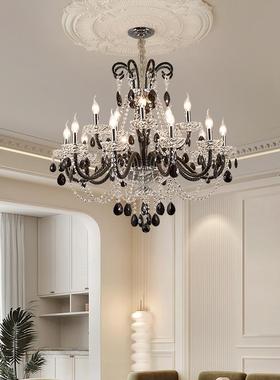 晶飞朵 黑色法式水DLH303吊古灯复客厅高级感轻奢餐灯厅灯中古风