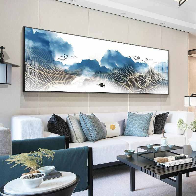 卧室装饰画床头挂画现代沙发主卧客厅免打孔背景墙房间新中式壁画