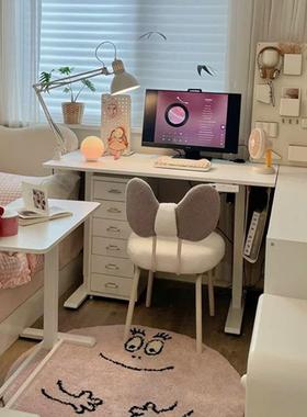 SJG-2407椅化凳女生卧室可旋转梳妆凳奶蝶油风家用妆靠背网红蝴结