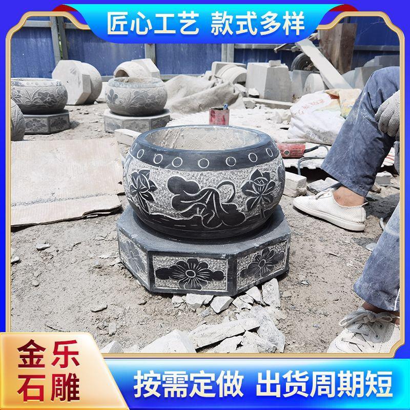 厂家直销青石柱墩寺庙柱基石石雕仿古石柱墩空心雕花柱顶石
