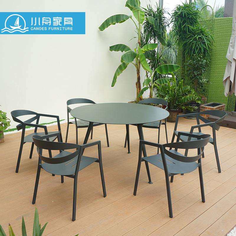 铝合金圆形餐桌户外防水阳台茶几室外露天奶茶店酒吧餐厅洽谈桌椅