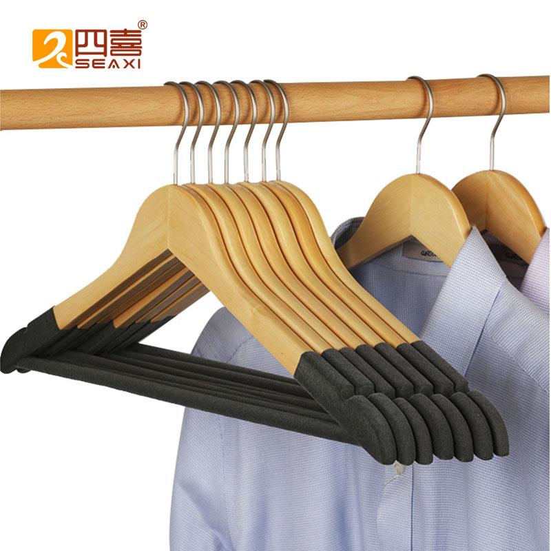 实植牌：qita绒防滑衣架用服木装店大衣头衣木挂家衣撑裤架挂衣架