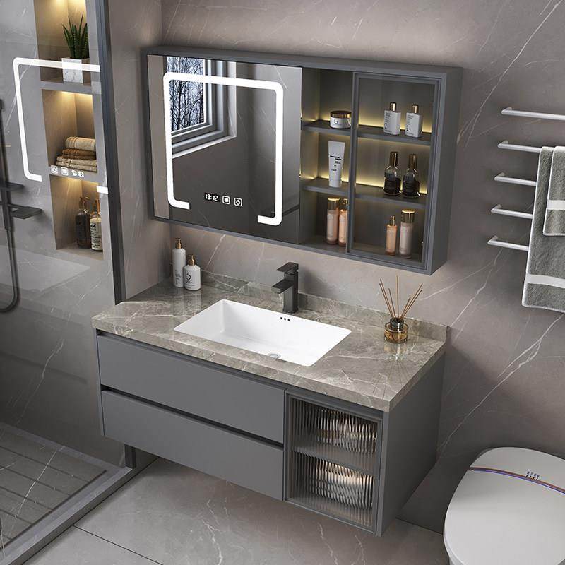 岩板陶瓷无缝一体盆洗漱台卫生间洗手脸智能镜收纳置物浴室柜组合,家装主材,浴室柜组合,淘宝优惠券,粉丝福利购,淘宝优惠卷