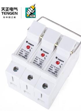 TENGEN天正OJCR熔T1-63X3P座陶熔断器底座14*51MM瓷芯8座带指示灯