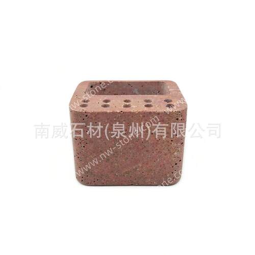 现北欧天然大理石笔筒书房书架石材书立书夹笔筒收纳筒摆件