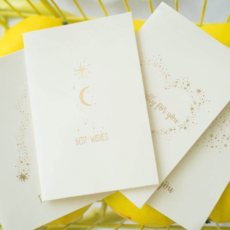 Gold Foil Star Moon Card Dreamy Wish Thanksgiving Thank You