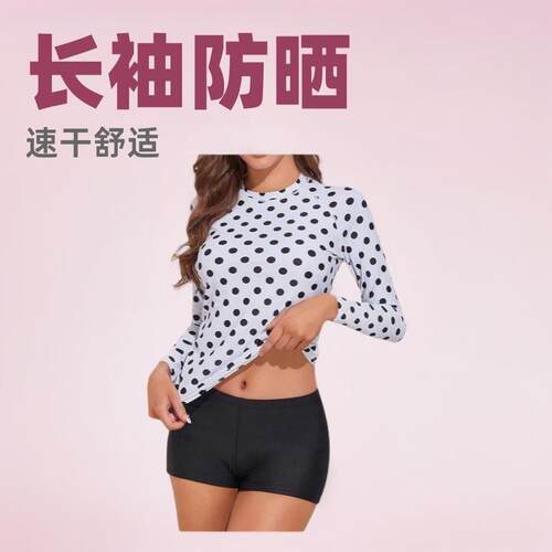 Women Polka Dot Long Sleeve Slim Fit Top White Ruched