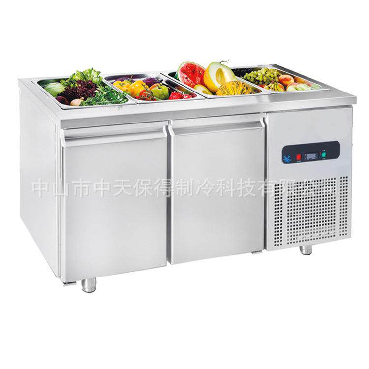 开槽沙拉台保鲜展示柜商用小菜冰箱冷藏披萨台冰柜卖水果捞操作台