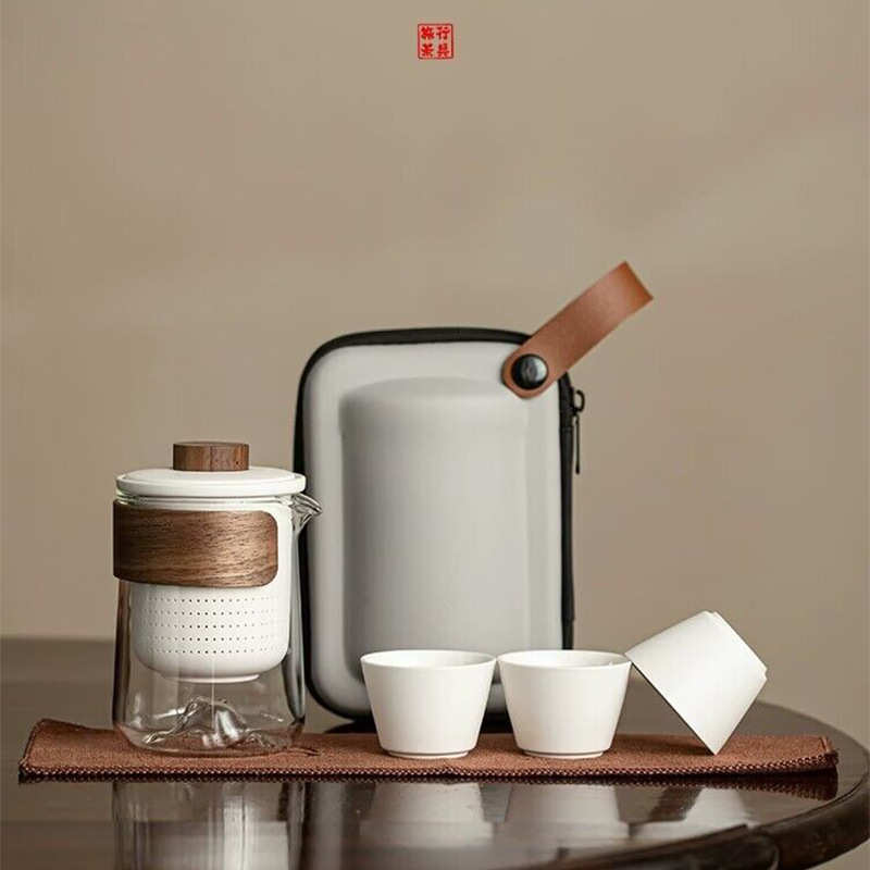 便携式旅行茶杯茶具小套装玻璃户外一壶三杯陶瓷快客杯单人泡茶壶