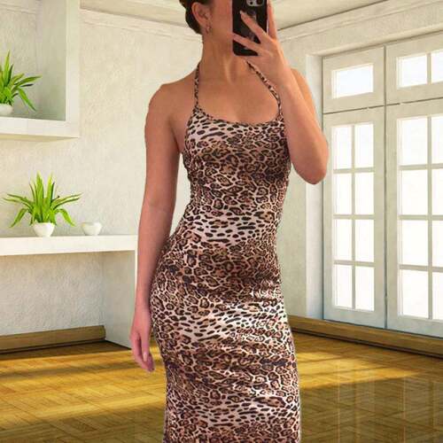 Elegant Women's Halter Bodycon Mermaid Dress Slim Fit