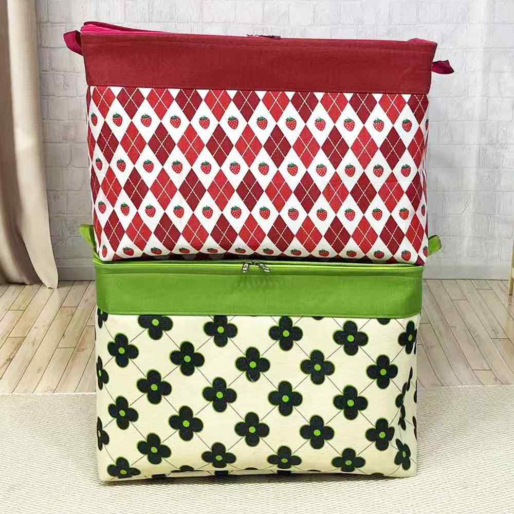 大容量三层加厚帆布收纳箱防潮防尘衣服被子收纳袋双拉链带盖钢圈,收纳整理,收纳箱,淘宝优惠券,粉丝福利购,淘宝优惠卷