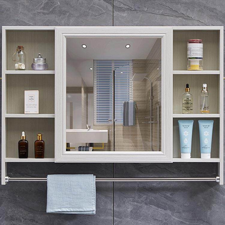 浴室镜柜挂墙式带置物架碳纤维卫生间镜子简约洗漱台收纳柜储物单