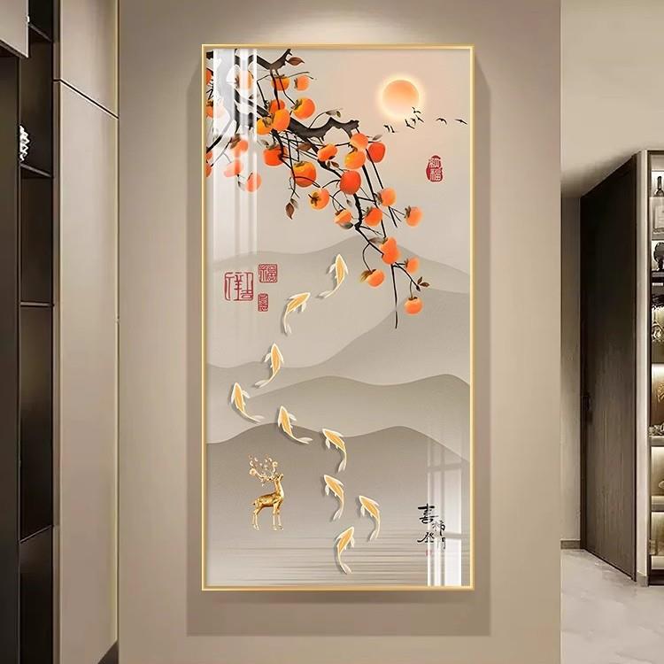 事事如意新中式现代简约玄关装饰画走廊过道大气轻奢壁画单幅挂画