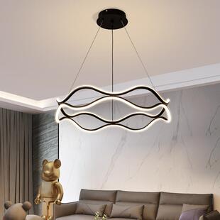 厅吊灯简圈约现代825极简客轻奢厅主灯圆圆环北欧客厅灯鱼线大型