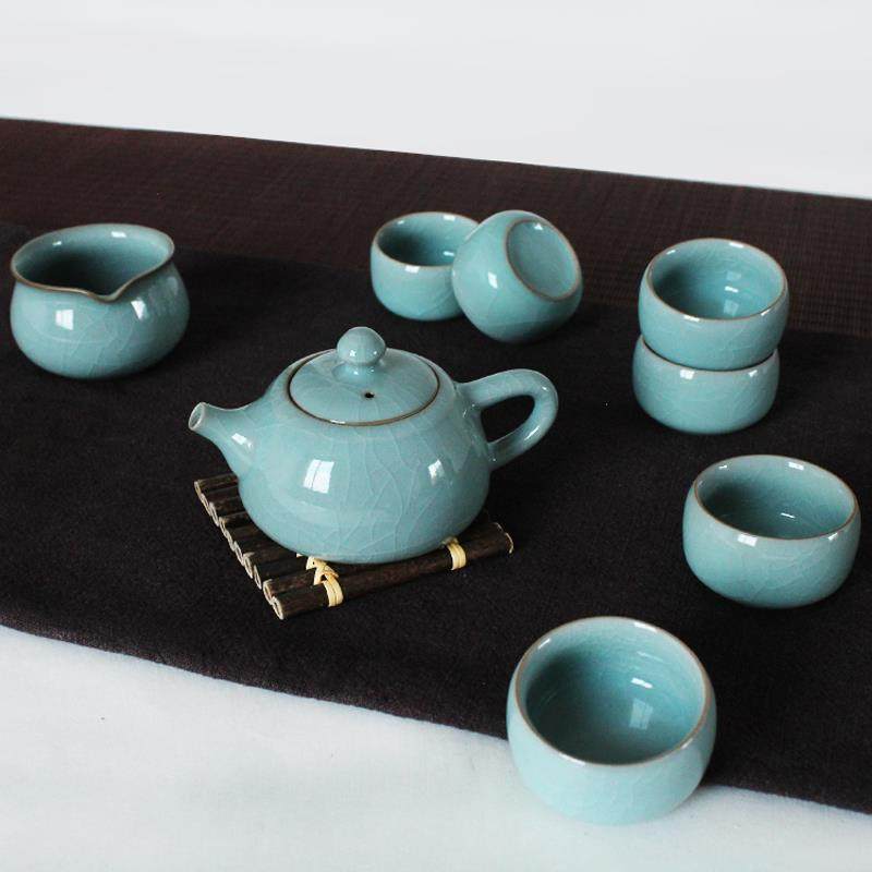 正品龙泉宣江青瓷窑功具陶葛瓷冰裂釉西施壶茶杯茶茶道礼品夫成套
