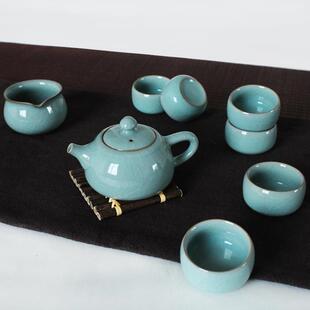龙泉宣江青瓷窑功具陶葛瓷冰裂釉西施壶茶杯茶茶道礼品夫成套 正品