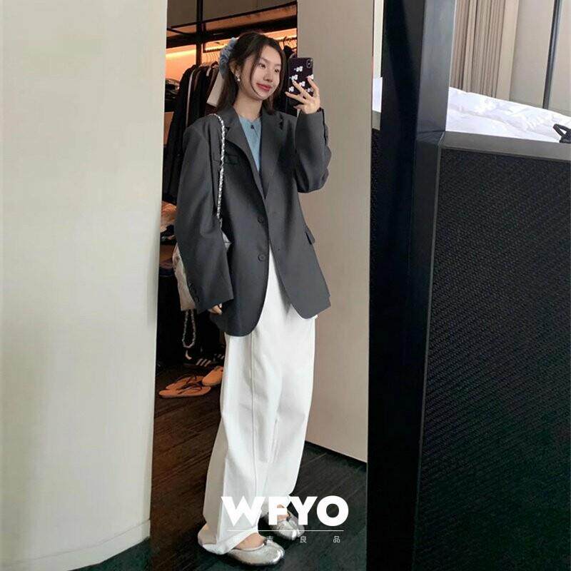 WFYO/灰色小西装外套女小个子2026春秋新款高级感休闲黑色西服潮
