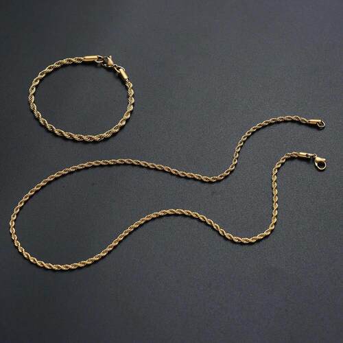 Hot sale 316L Stainless Steel Golden Twist Chain Necklace &