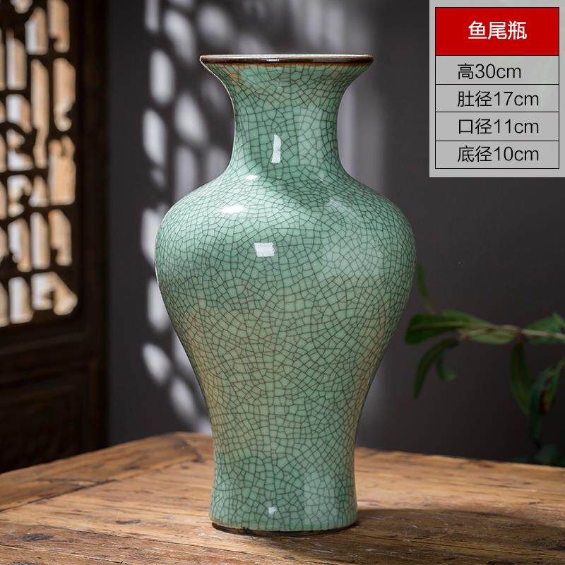 新款景德镇瓷器陶瓷仿官窑花瓶件插式花摆新中家古居客厅博古架装
