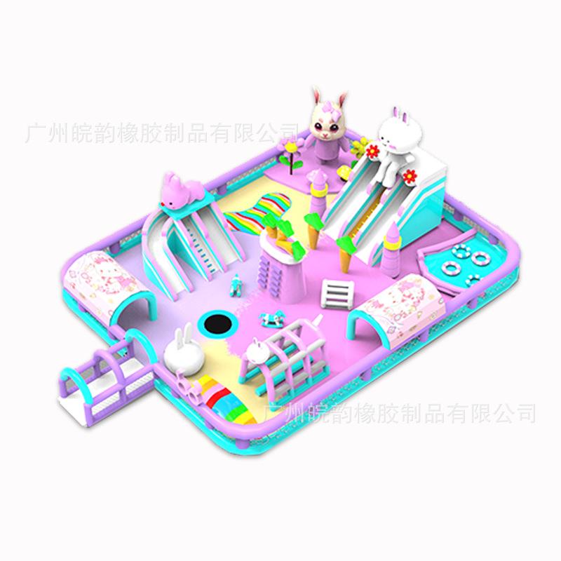 儿童水上充气城堡大型水上乐园兔浮岛新款闯关景区户外蹦蹦云设备