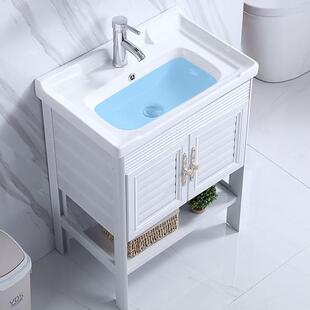 落地式洗手盆小户型柜组合阳台陶瓷台盆一体洗脸盆卫生间洗脸池
