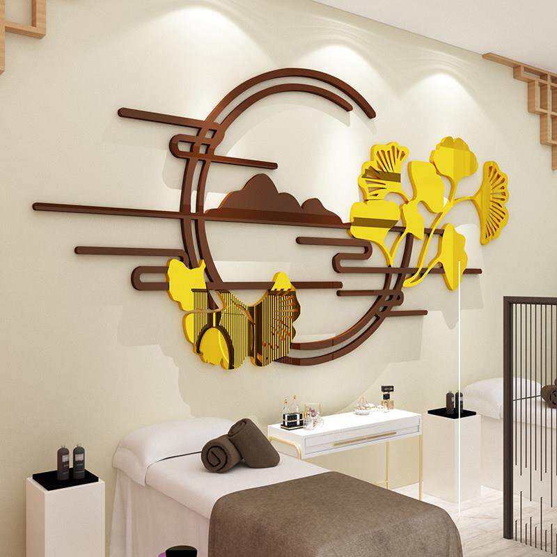 网红中医养生馆背景墙面布置美容院店装饰贴挂画 画头疗氛围形象