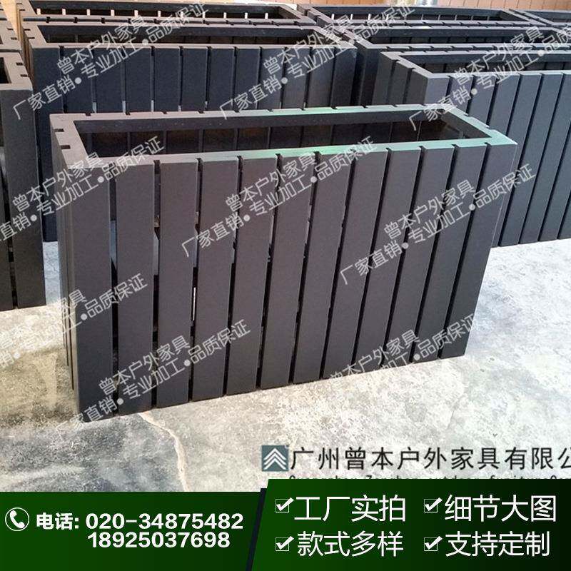 直销木花箱木质花车广州户外花车实木花槽花园花架