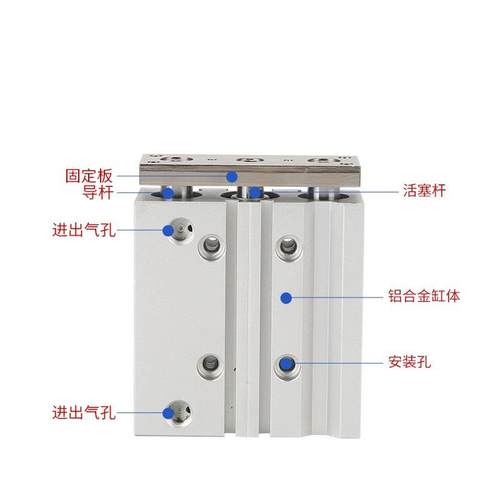 亚德客型气缸TCM32X1020/25/30/450/75/1/00薄型0带导/杆JEA三杆