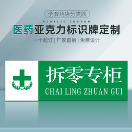 拆零药店分类牌药品分类标签pvc塑料安全标识牌全套标签医院柜台，药房药柜标识标志牌温馨提示贴牌可定制