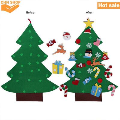 Felt Christmas Tree Set with Ornaments for Kids Decorations