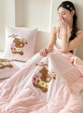 冬季加卡厚抱枕被合一车载保AOD暖抱枕被子办公午睡两用室二通枕