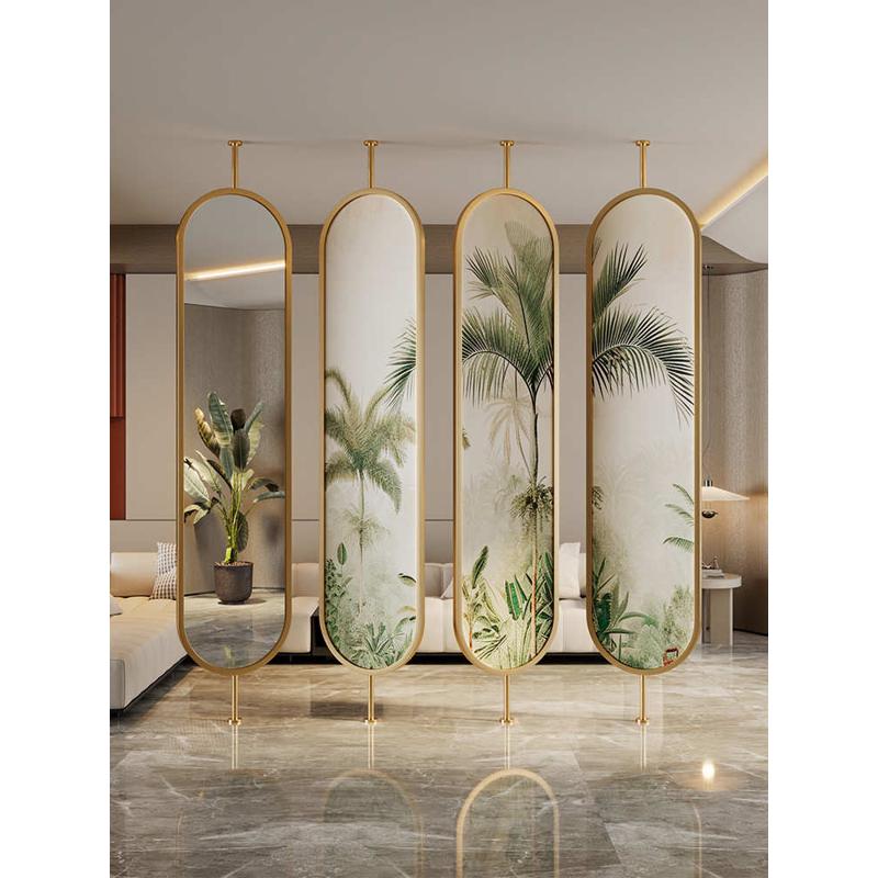 珐琅彩艺术玻璃屏风隔断客厅2024新款家用现代简约入户对门玄关莳