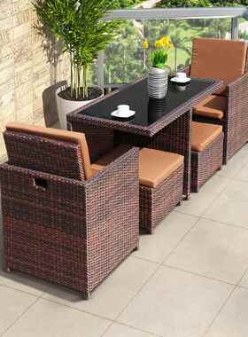 户桌椅藤椅组合阳台别墅庭休闲外沙发晒露台花园防水90288防院藤