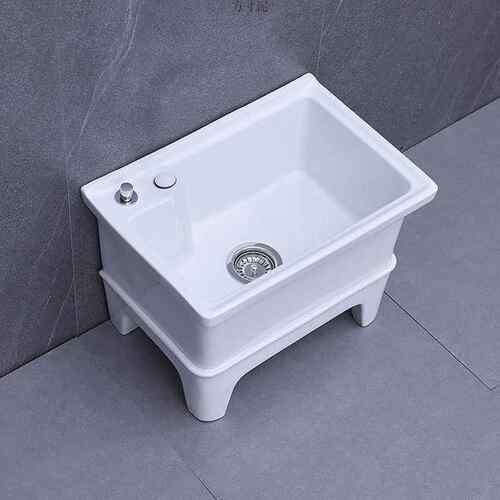 陶瓷拖把池阳台墩布形池大号方34长拖把洗宽拖布盆控台动自下水器